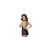 Nuisette noire en dentelle et résille transparente avec string 
